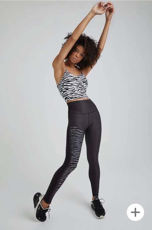 WITH NWT Reversible HIGH WAIST LEGGINGS BLACK WHITE VIVA ZEBRA, Sz S - Picture 6 of 15